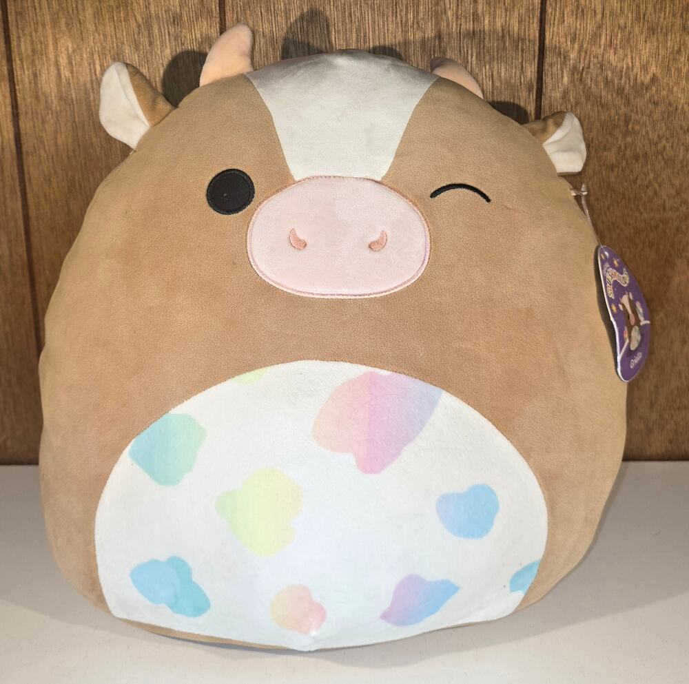 Squishmallows Griella Cow Plush 13" Easter Pastel Spots Stuffed Animal